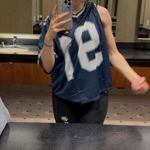 SHEIN Navy Blue Mesh Jersey Top